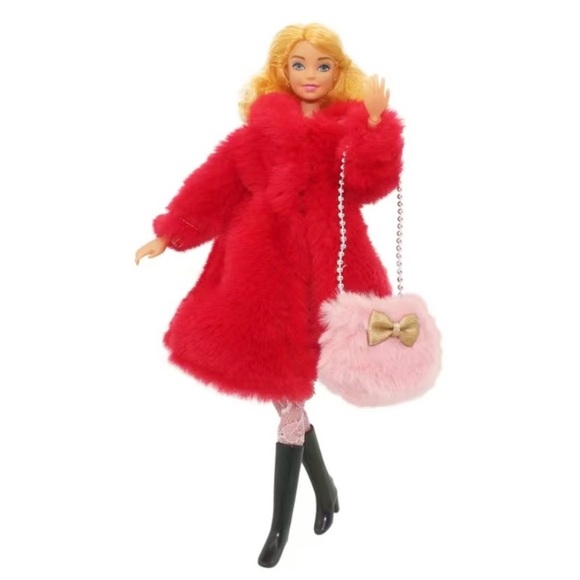 Other - Barbie Plush Red Fur Coat